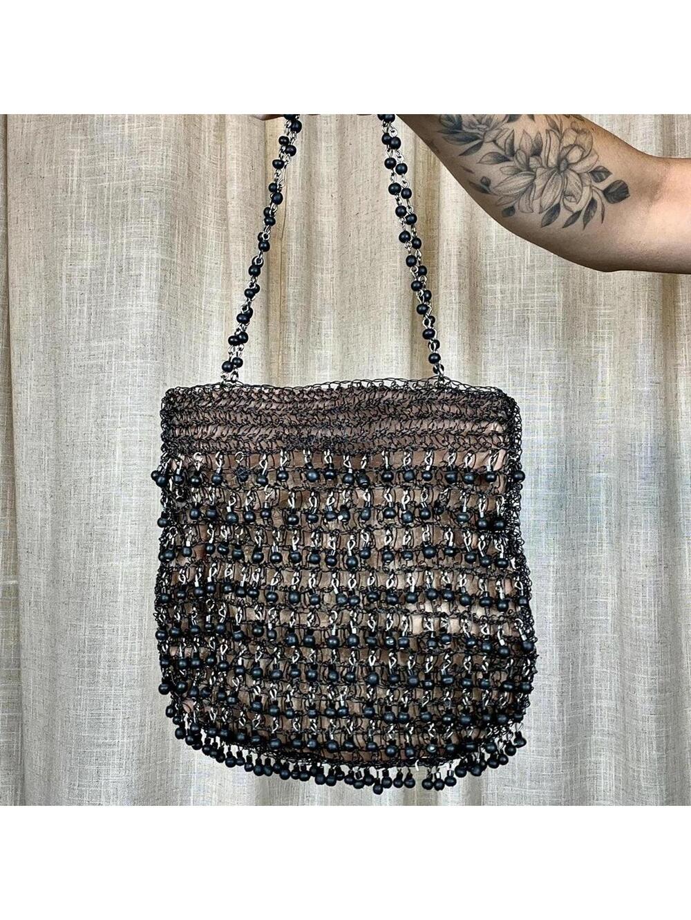 Vintage Black Beaded Bag